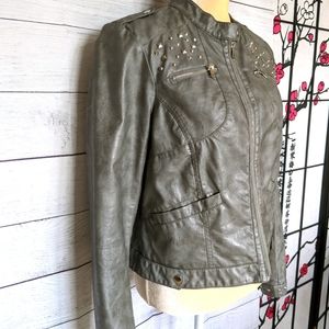 Bernardo Heat Faux Leather Studded Jacket Full Zip